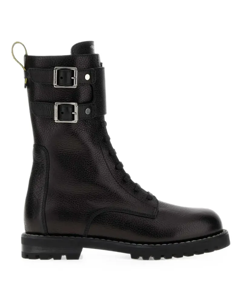 Fendi Commando buckled pebbled-leather boots - Schwarz Schwarz