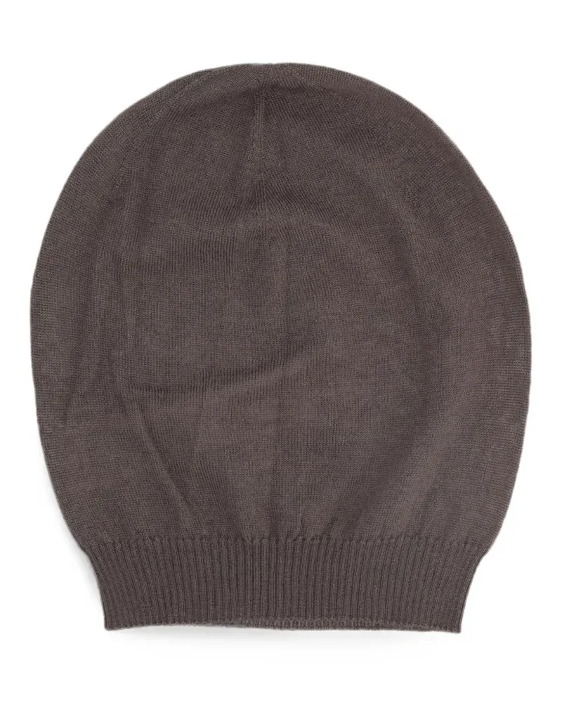 Rick Owens fine-knit ribbed-trim beanie hat - Braun Braun