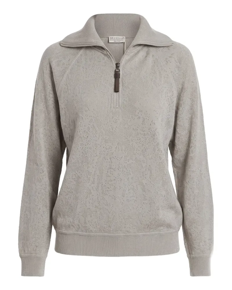 Brunello Cucinelli Pullover mit kurzem Reißverschluss - Grau Grau