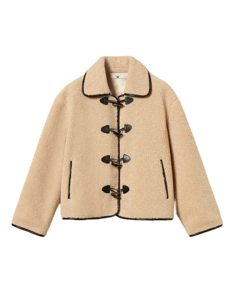 Twin-Set Cabanmantel aus Faux Fur mit Froschverschlüssen - Nude Nude