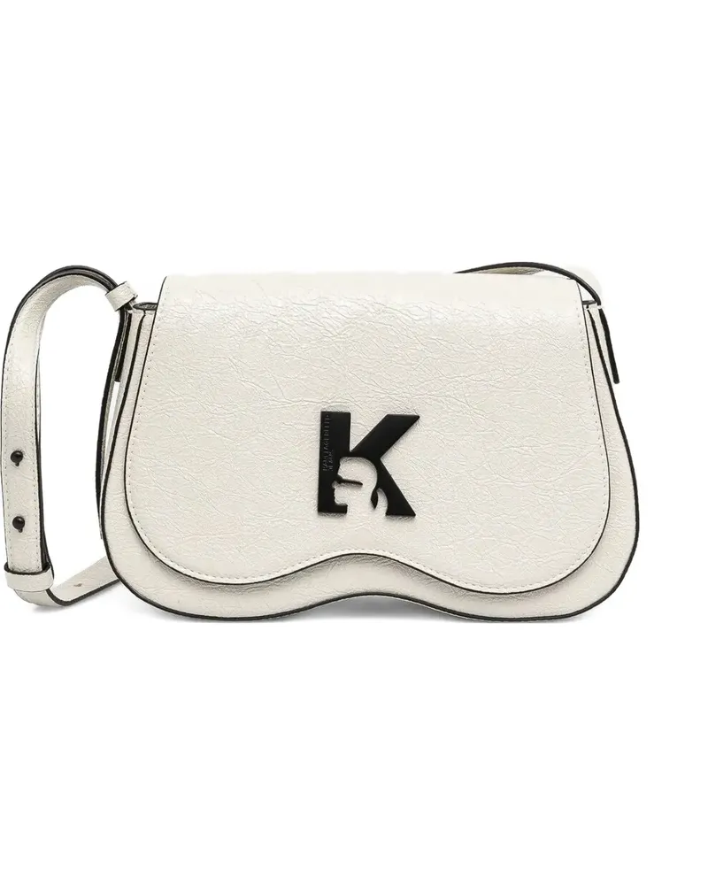 Karl Lagerfeld Strukturierte Schultertasche mit Logo-Stickerei - Weiß Weiß
