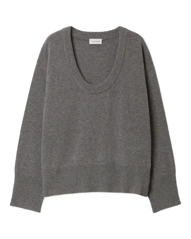 House of Dagmar Pullover mit U-Ausschnitt - Grau Grau