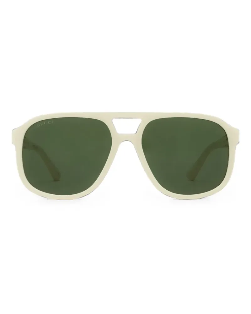 Gucci Pilotenbrille mit Logo-Schild - Nude Nude