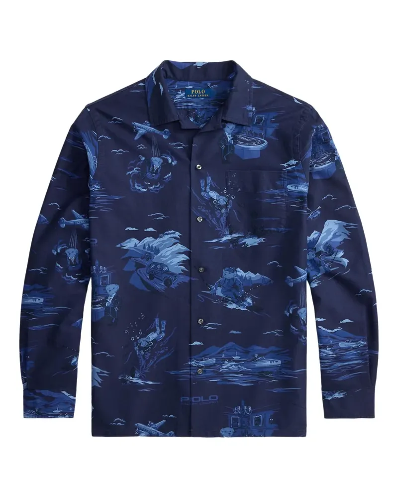 Ralph Lauren Spy Hemd mit Polo Bear-Print - Blau Blau