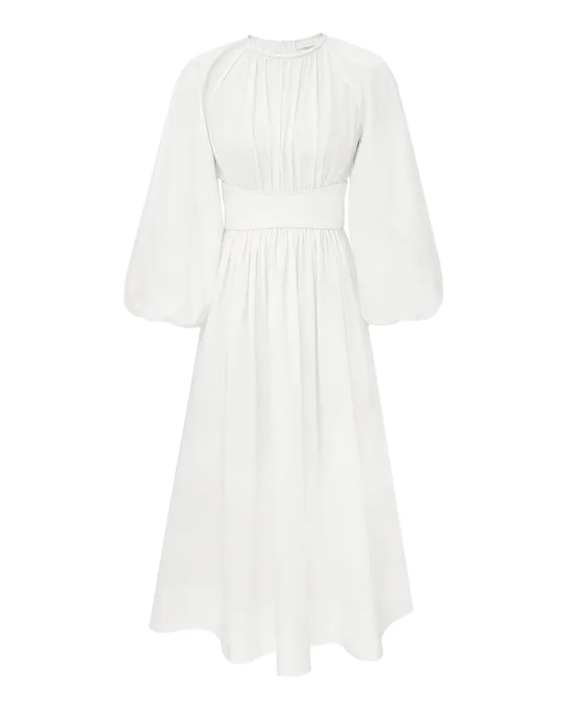 Zimmermann gathered puff-sleeve dress - Weiß Weiß