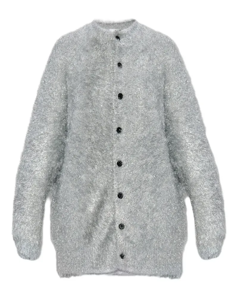 Noir Kei Ninomiya metallic-thread knitted cardigan - Silber Silber