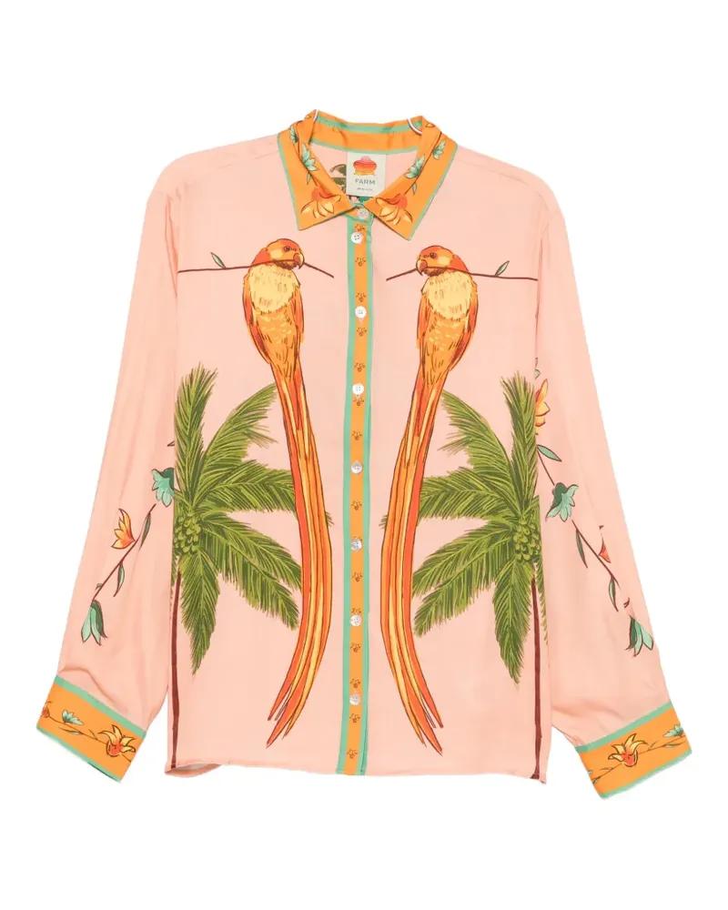 FARM Rio birds-print long-sleeve shirt - Rosa Rosa