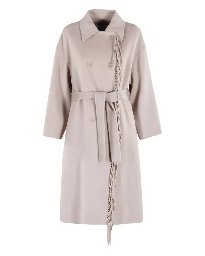 Isabelle Blanche fringed-detail belted coat - Nude Nude