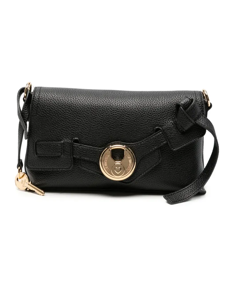 Moschino Clutch mit Logo-Schild - Schwarz Schwarz