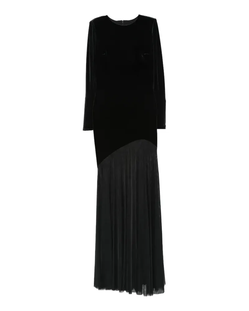 Chiara Boni Ausgestelltes Maxikleid mit Samtoptik - Schwarz Schwarz
