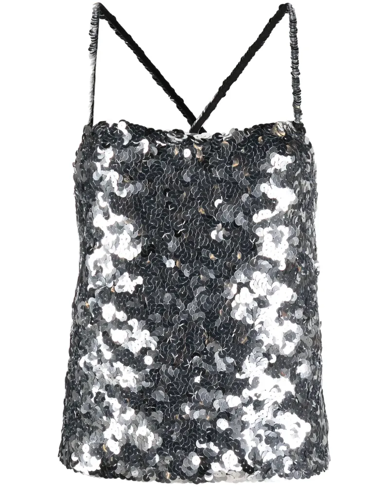 Sonia Rykiel Top mit Pailletten - Silber Silber