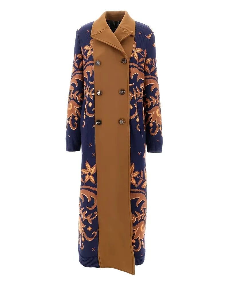 Etro Doppelreihiger Mantel mit Blumenmuster - Braun Braun