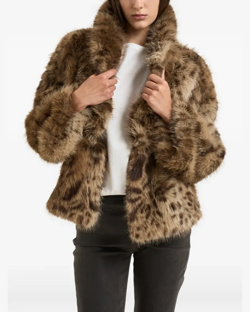 Bully Mantel aus Faux Fur mit Leopardenprint - Braun Braun
