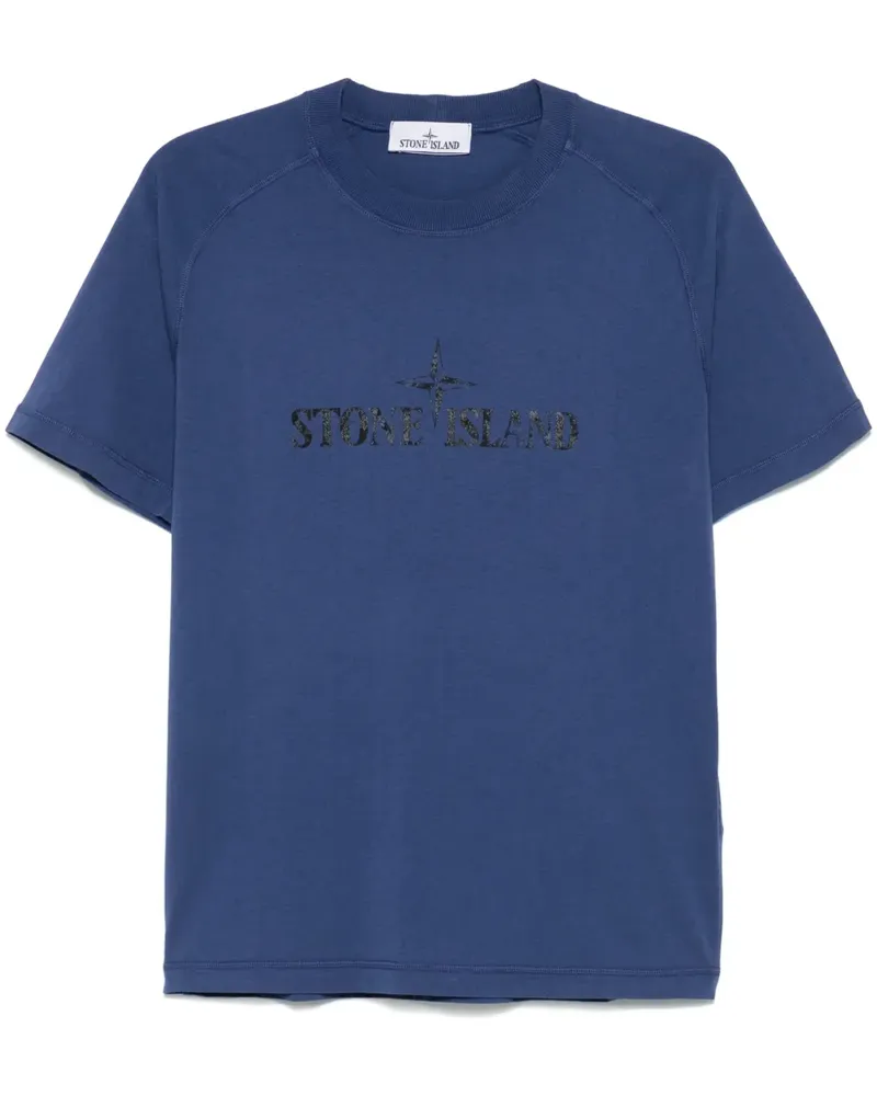 Stone Island T-Shirt mit Logo-Print - Blau Blau