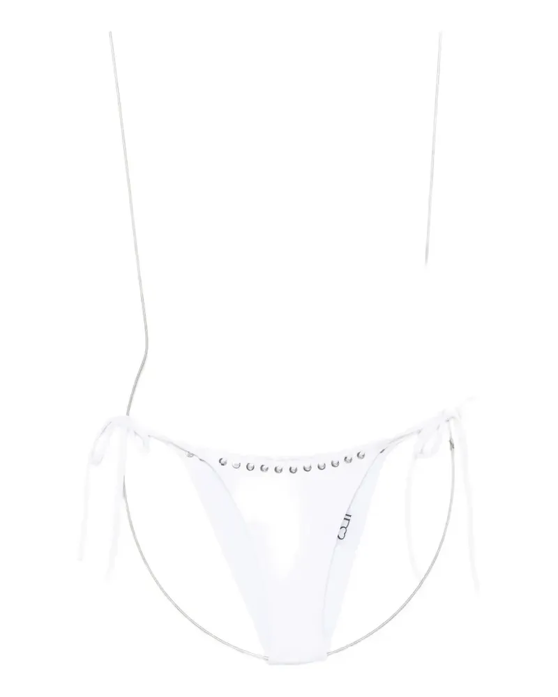 Ludovic de Saint Sernin eyelet-embellished side-tie bikini bottoms - Weiß Weiß