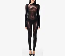 Jumpsuit mit Mesh-Print - Schwarz