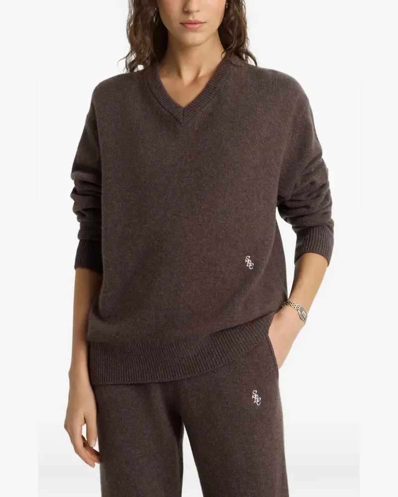 SPORTY & RICH Pullover mit V-Ausschnitt - Braun Braun