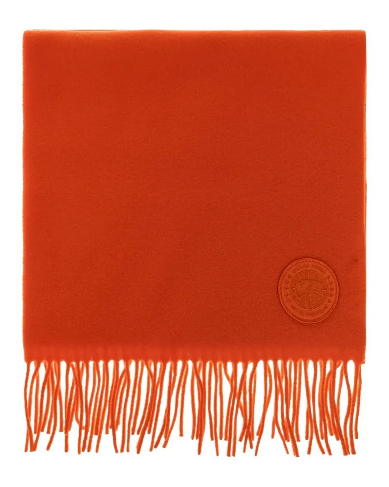 Canada Goose logo-patch fringed scarf - Orange Orange