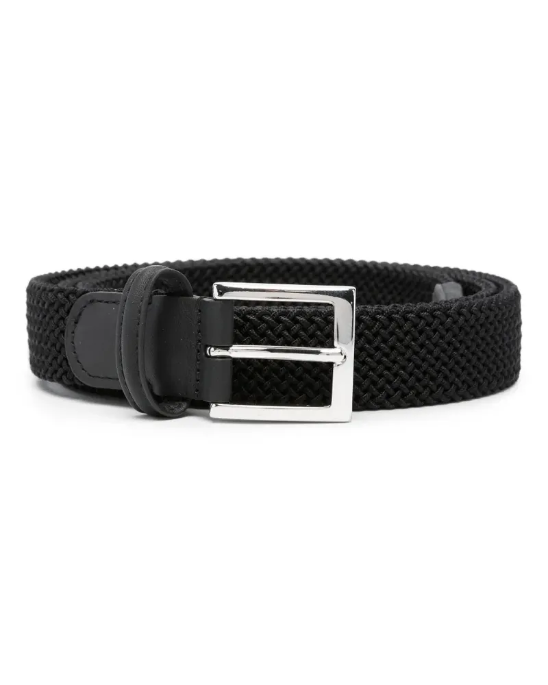 Kiton braided leather-trim belt - Schwarz Schwarz