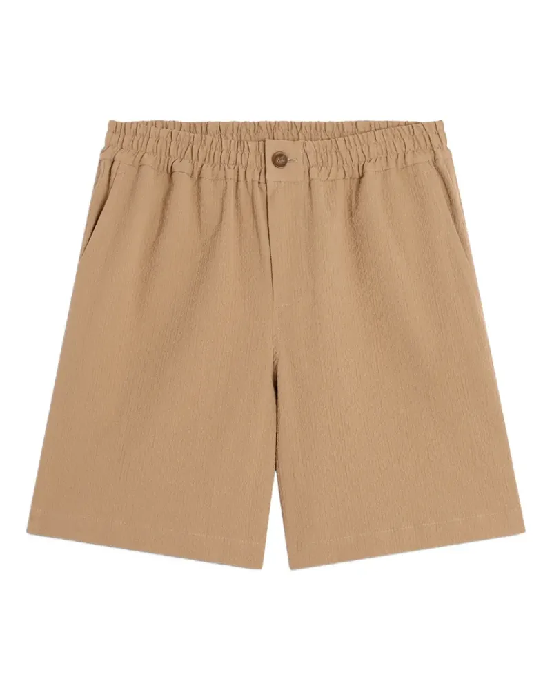 Kitsuné elasticated-waist seersucker-texture shorts - Nude Nude