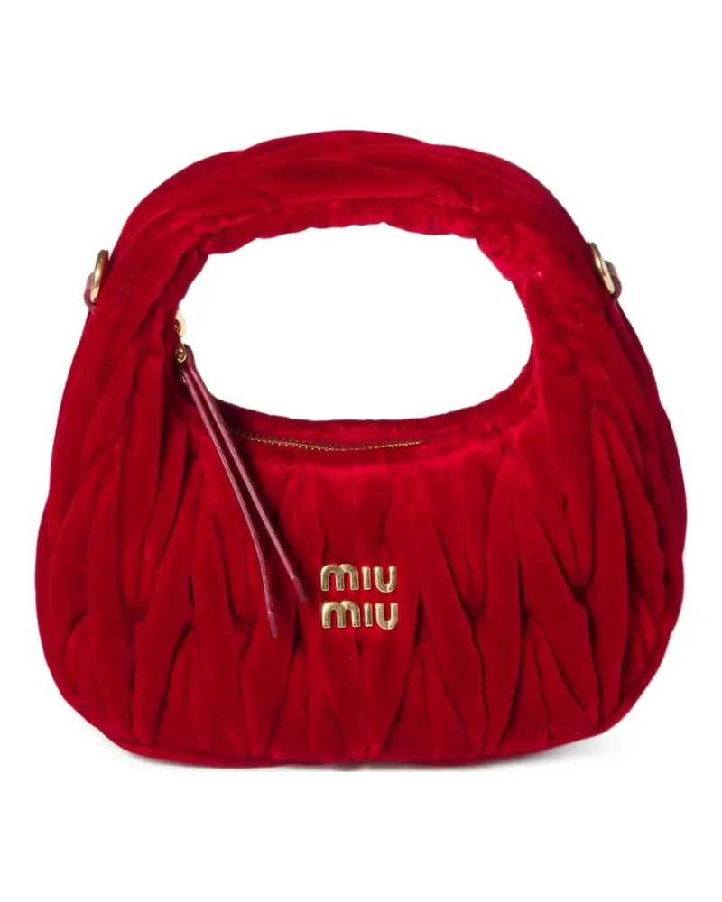 Miu Miu Mini Wander Tote Bag mit Logo - Rot Rot