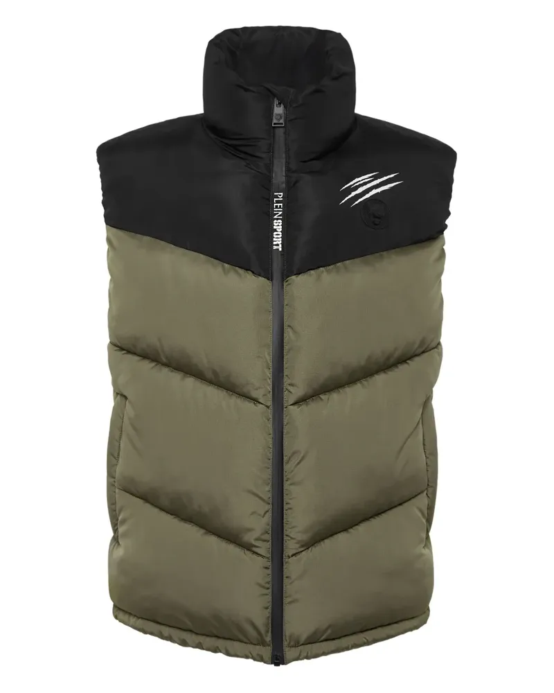 Philipp Plein Gesteppte Weste mit Klauen-Print - Grün Grün