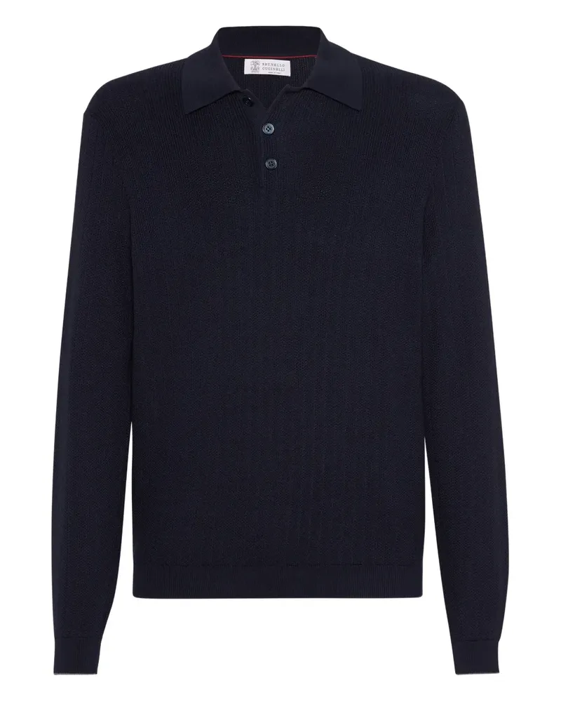 Brunello Cucinelli Geripptes Poloshirt - Blau Blau