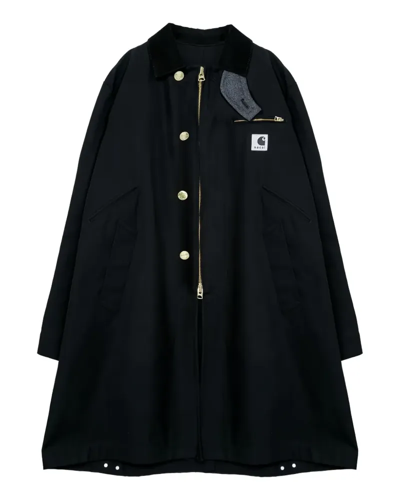 Sacai corduroy-collar cotton jacket - Schwarz Schwarz