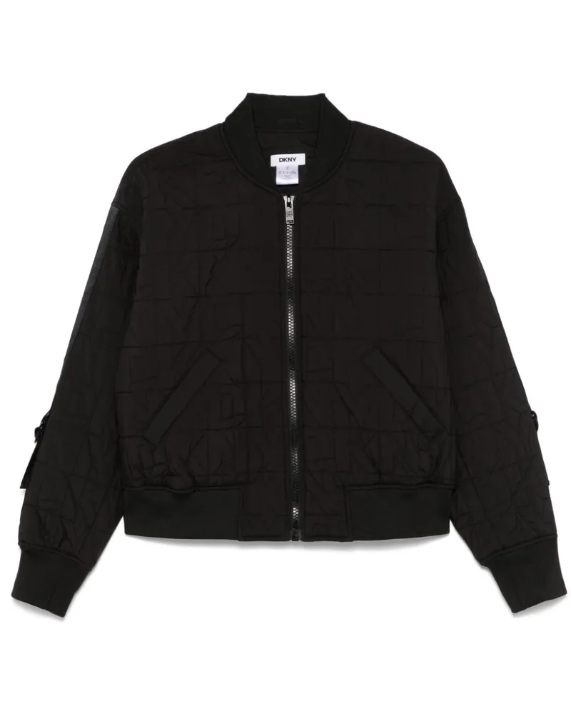 DKNY Gesteppte Bomberjacke mit Logo-Stickerei - Schwarz Schwarz