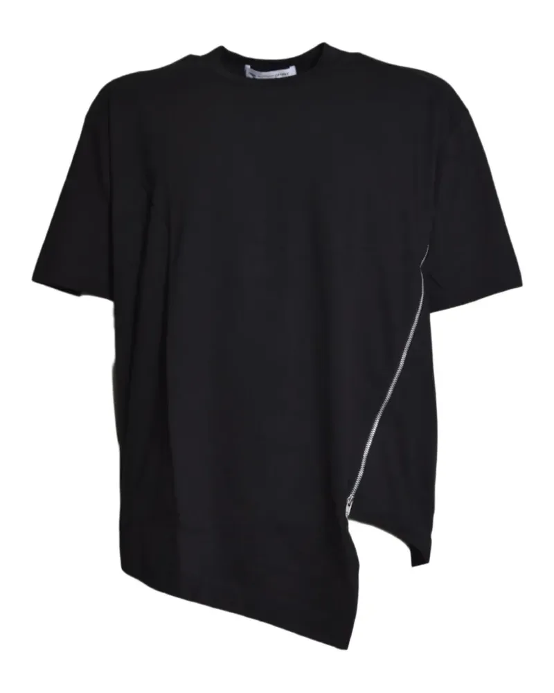 Comme des Garçons Asymmetrisches T-Shirt mit Reißverschlussdetail - Schwarz Schwarz