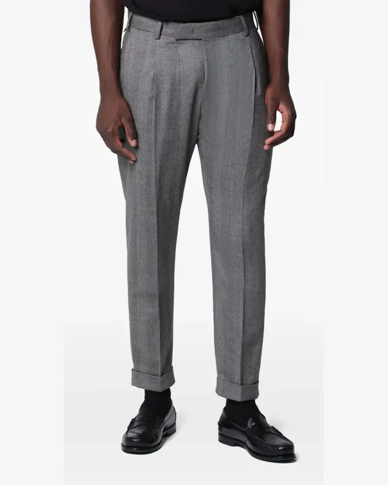 PT TORINO micro-herringbone wool trousers - Grau Grau
