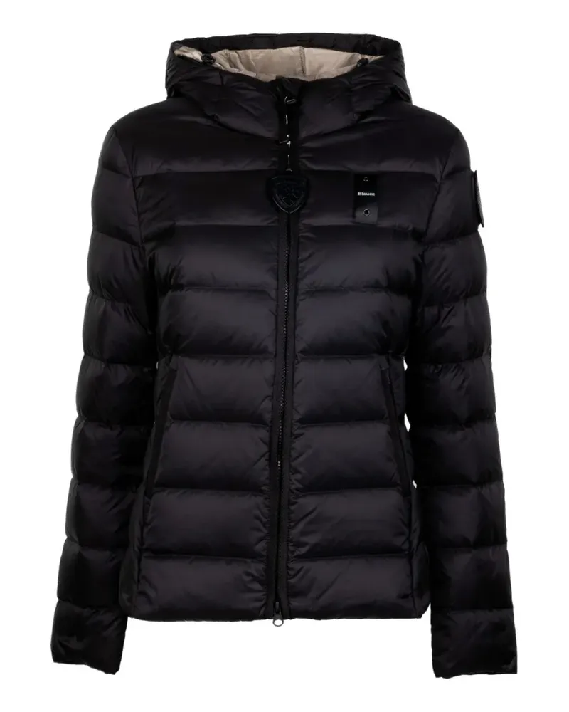 Blauer quilted hooded jacket - Schwarz Schwarz