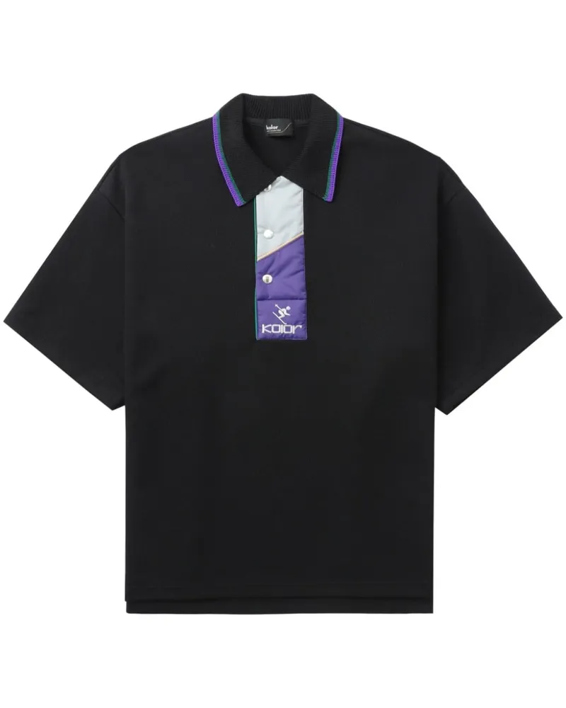 kolor Poloshirt mit Logo-Stickerei Schwarz