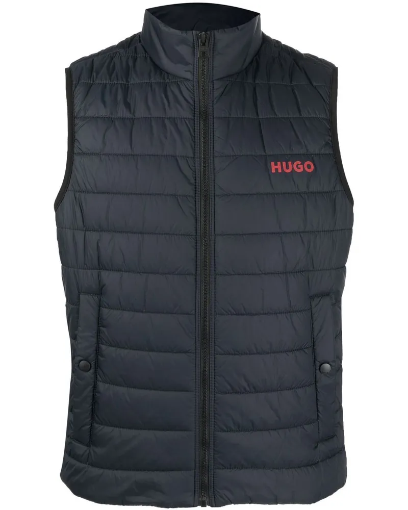 HUGO BOSS Gefütterte Weste mit Logo-Print - Blau Blau