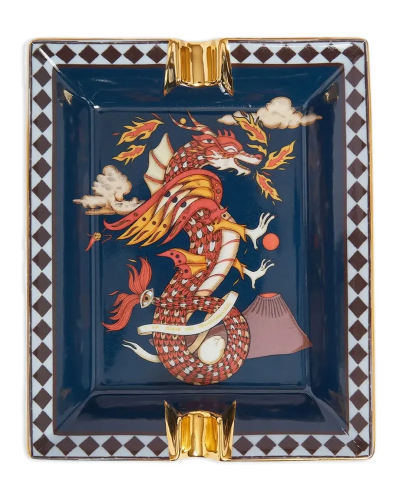 La DoubleJ The Dragon Aschenbecher mit Folienbesatz (19cm x 16cm) - Blau Blau