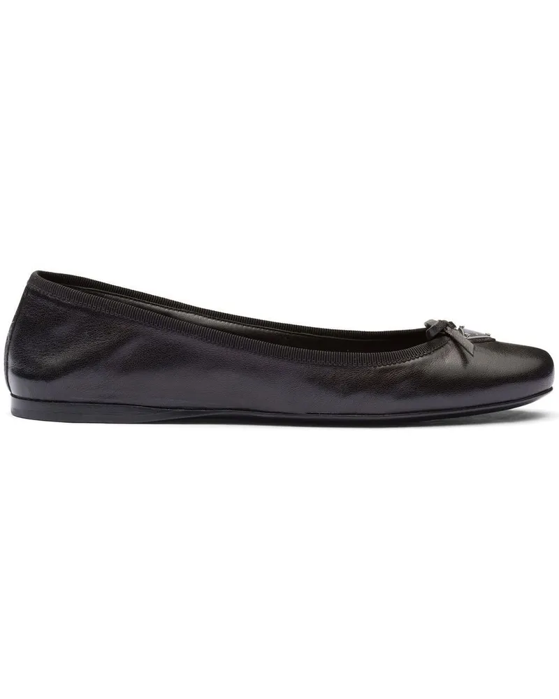 Prada Ballerinas mit Triangel-Logo - Schwarz Schwarz