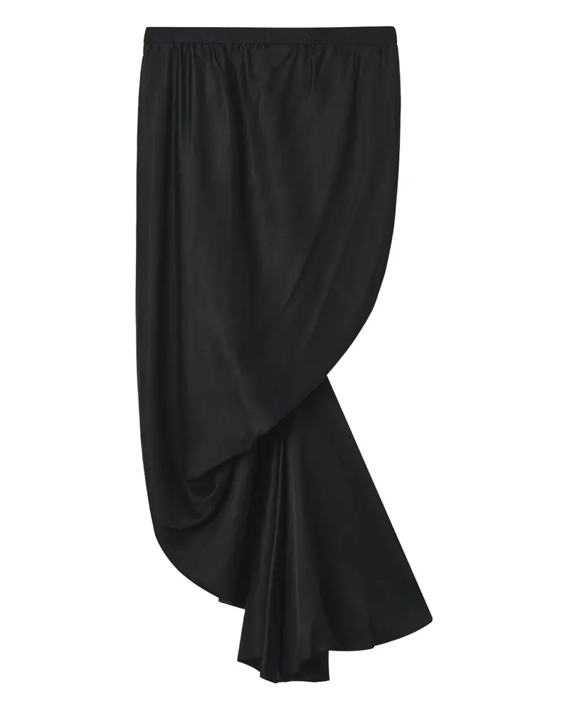 Rick Owens Asymmetrischer Seb Midirock mit Drapierung - Schwarz Schwarz