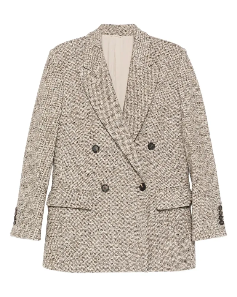 Brunello Cucinelli Doppelreihige Tweed-Jacke - Braun Braun