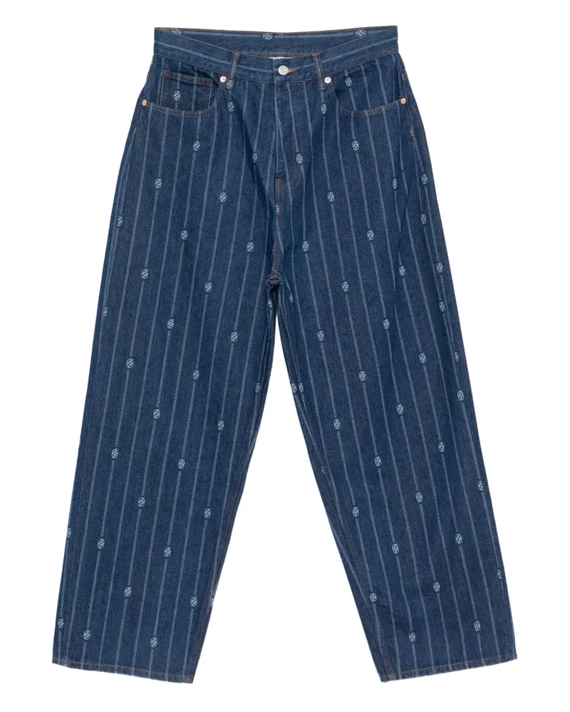 Drôle de Monsieur Gestreifte Jeans - Blau Blau
