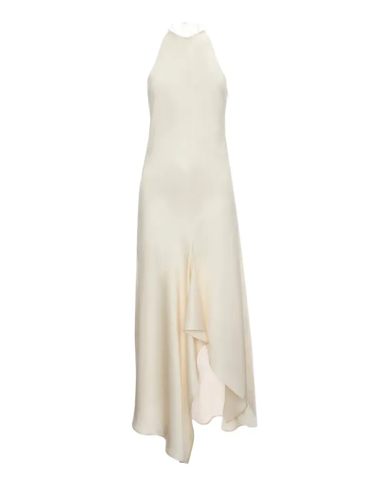 Victoria Beckham halterneck asymmetric-hem midi dress - Nude Nude