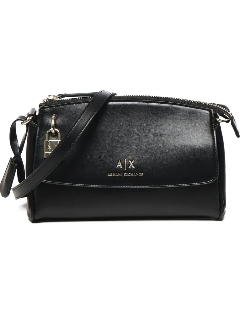 Armani Exchange Padlock Umhängetasche mit verstellbarem Riemen - Schwarz Schwarz