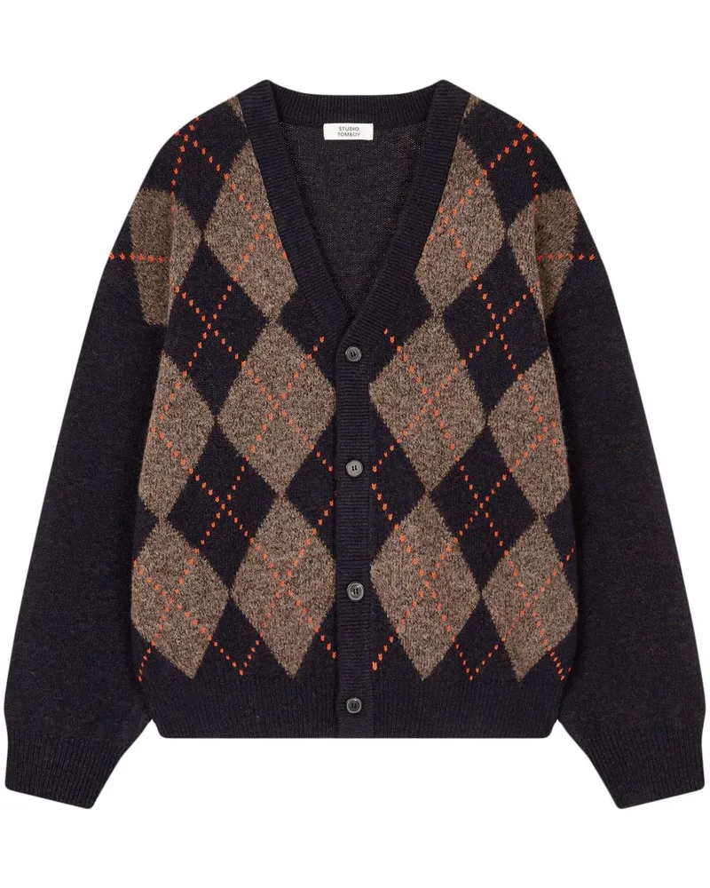 STUDIO TOMBOY Cardigan mit Argyle-Muster - Blau Blau