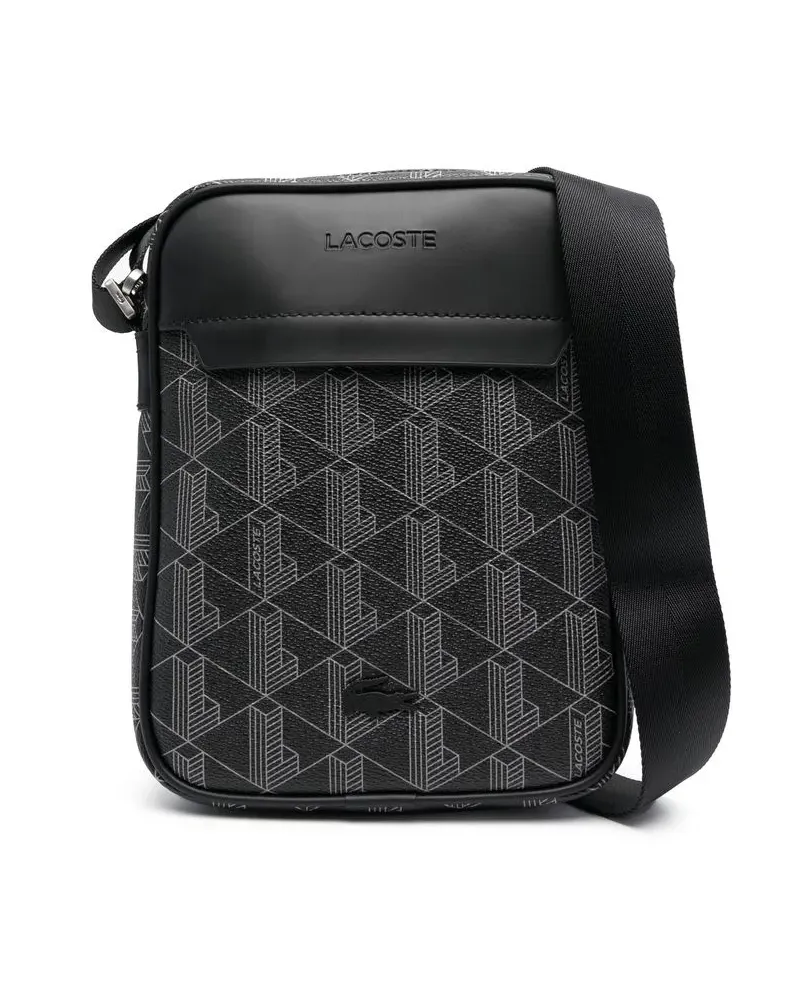 Lacoste Kuriertasche mit Monogrammmuster - Schwarz Schwarz