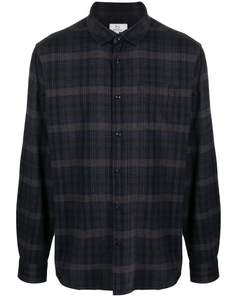 Woolrich Flanellhemd mit Karomuster - Blau Blau