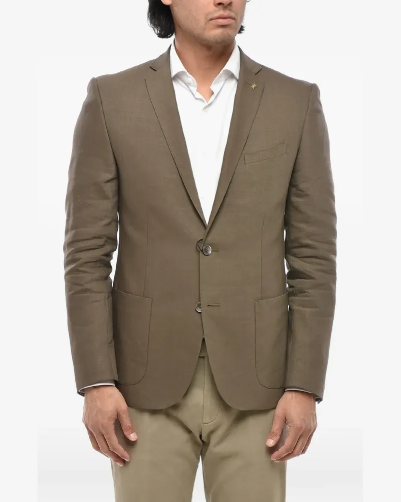 Corneliani CC Collection patch-pocket linen-blend blazer - Braun Braun