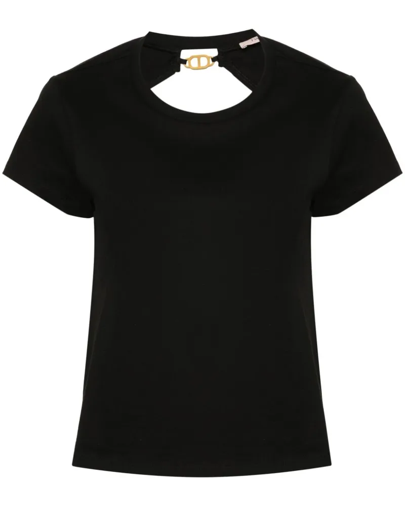 Twin-Set T-Shirt mit Cut-Outs - Schwarz Schwarz