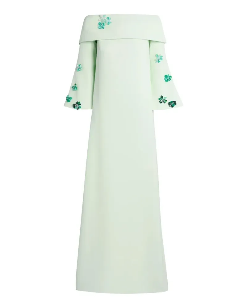 Safiyaa Cielle floral-embellished off-shoulder maxi dress - Grün Grün