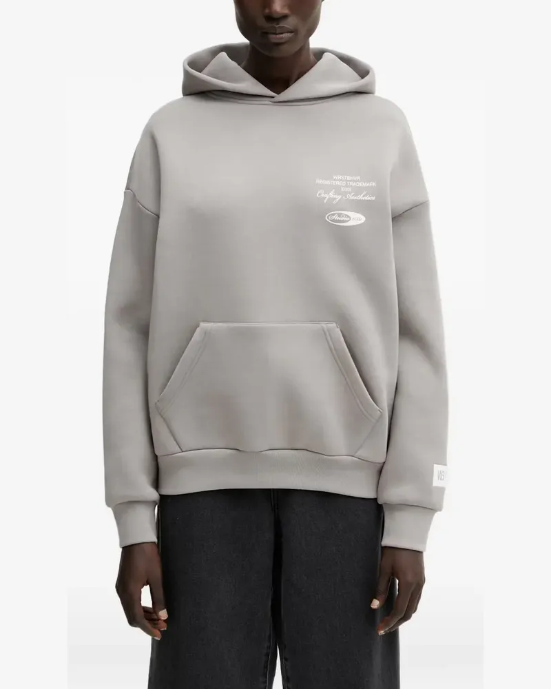 WRSTBHVR Studio V13 logo-print pouch-pocket hoodie - Grau Grau