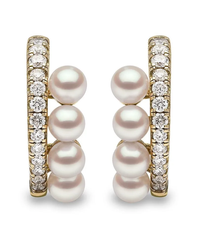 YOKO London 18kt Eclipse Gelbgoldcreolen mit Akoya-Perlen und Diamanten Gold