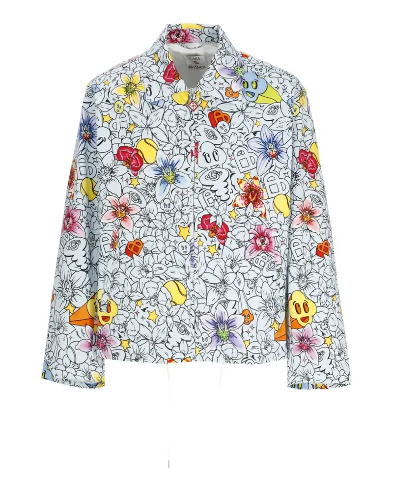 Casablanca Paris graphic-print zip-up jacket - Blau Blau